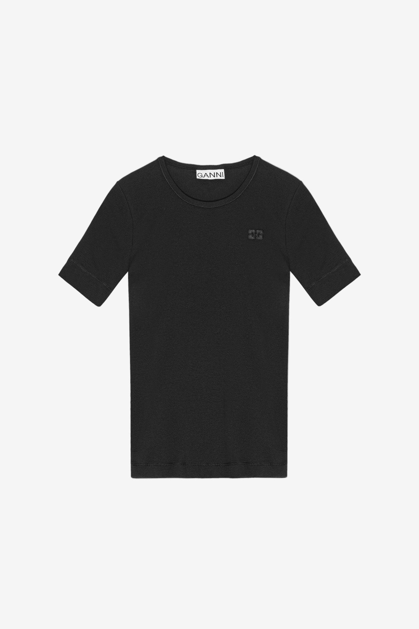 Black t-shirt on a white background