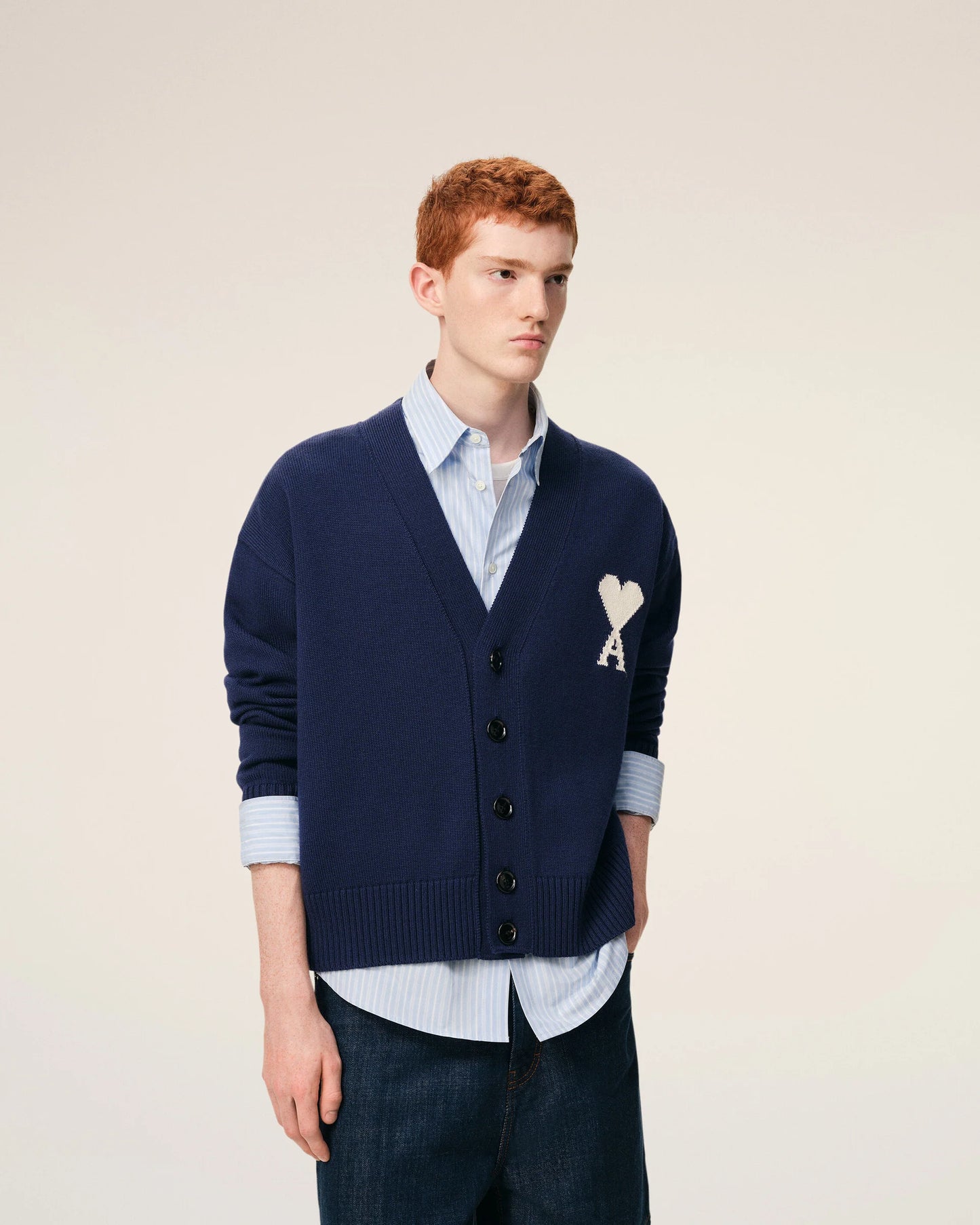 Cardigan With White Ami De Coeur