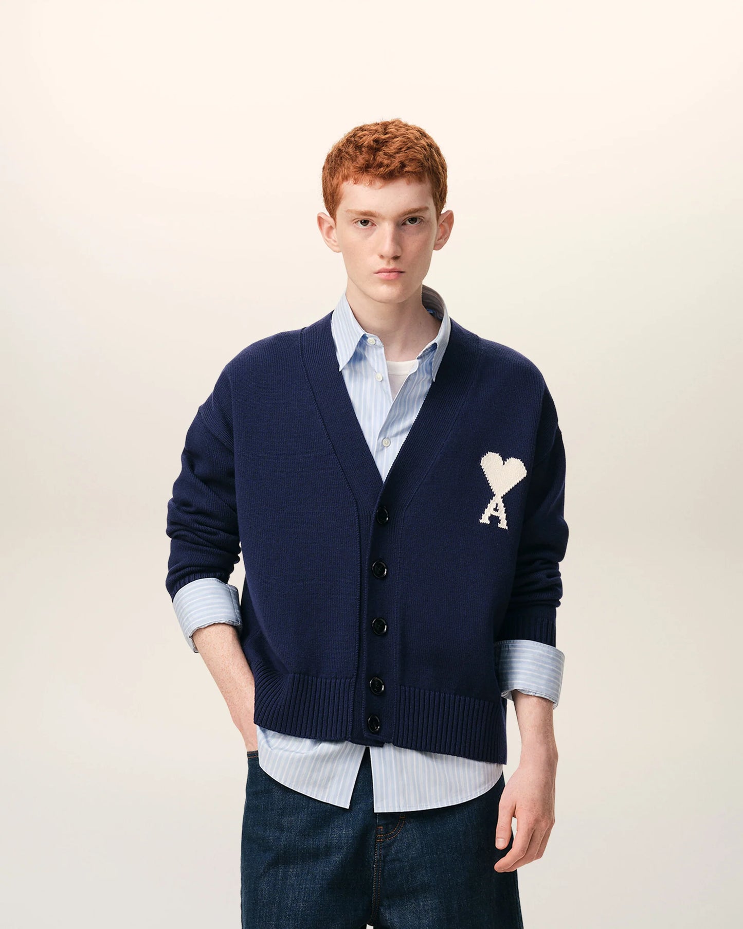 Cardigan With White Ami De Coeur