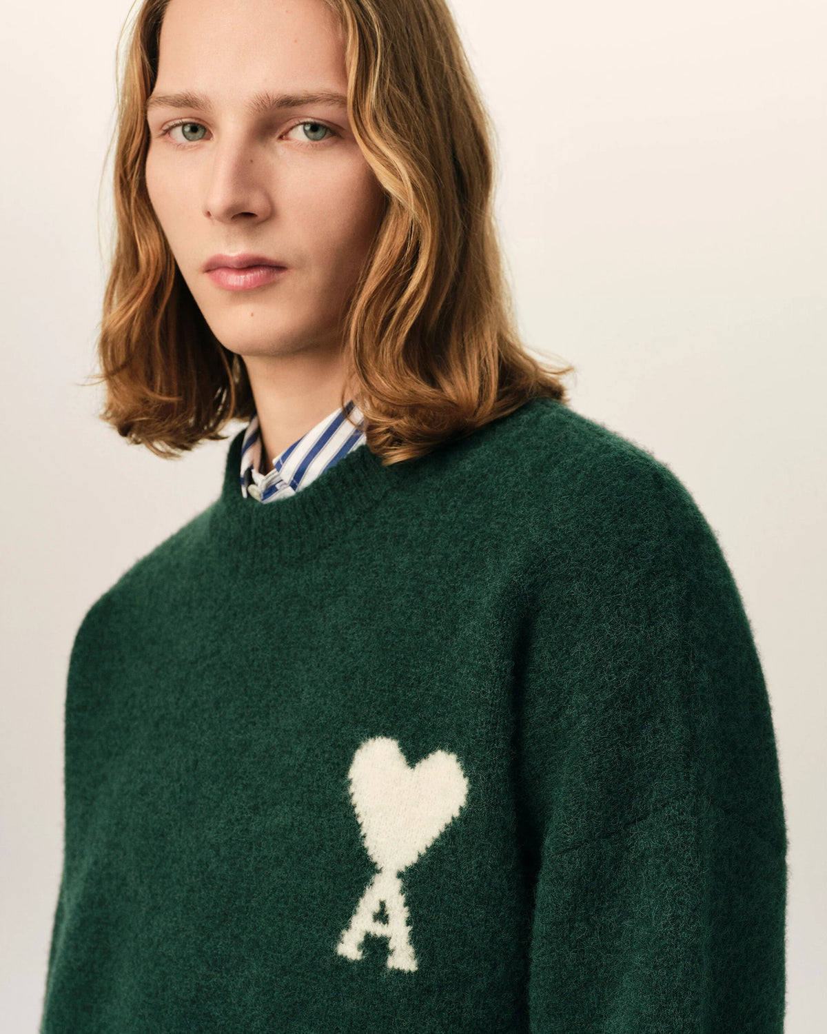 Crewneck Alpaca Sweater With Ami de Coeur
