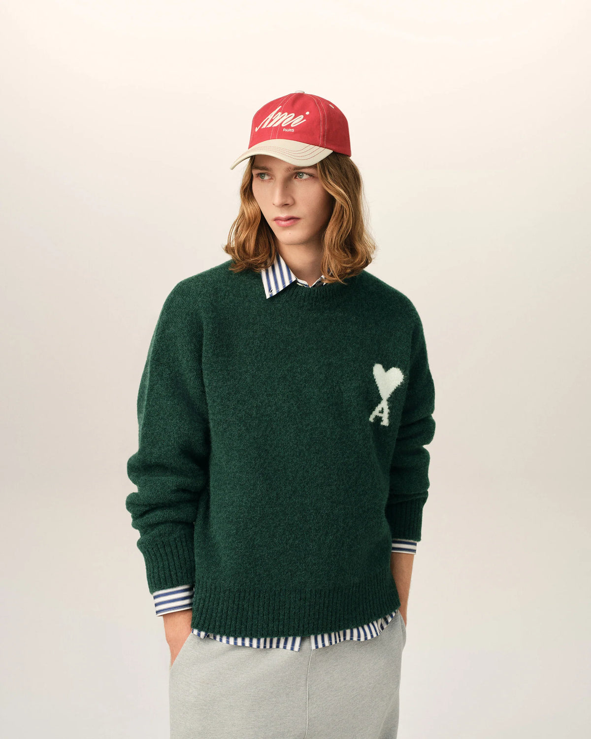 Crewneck Alpaca Sweater With Ami de Coeur