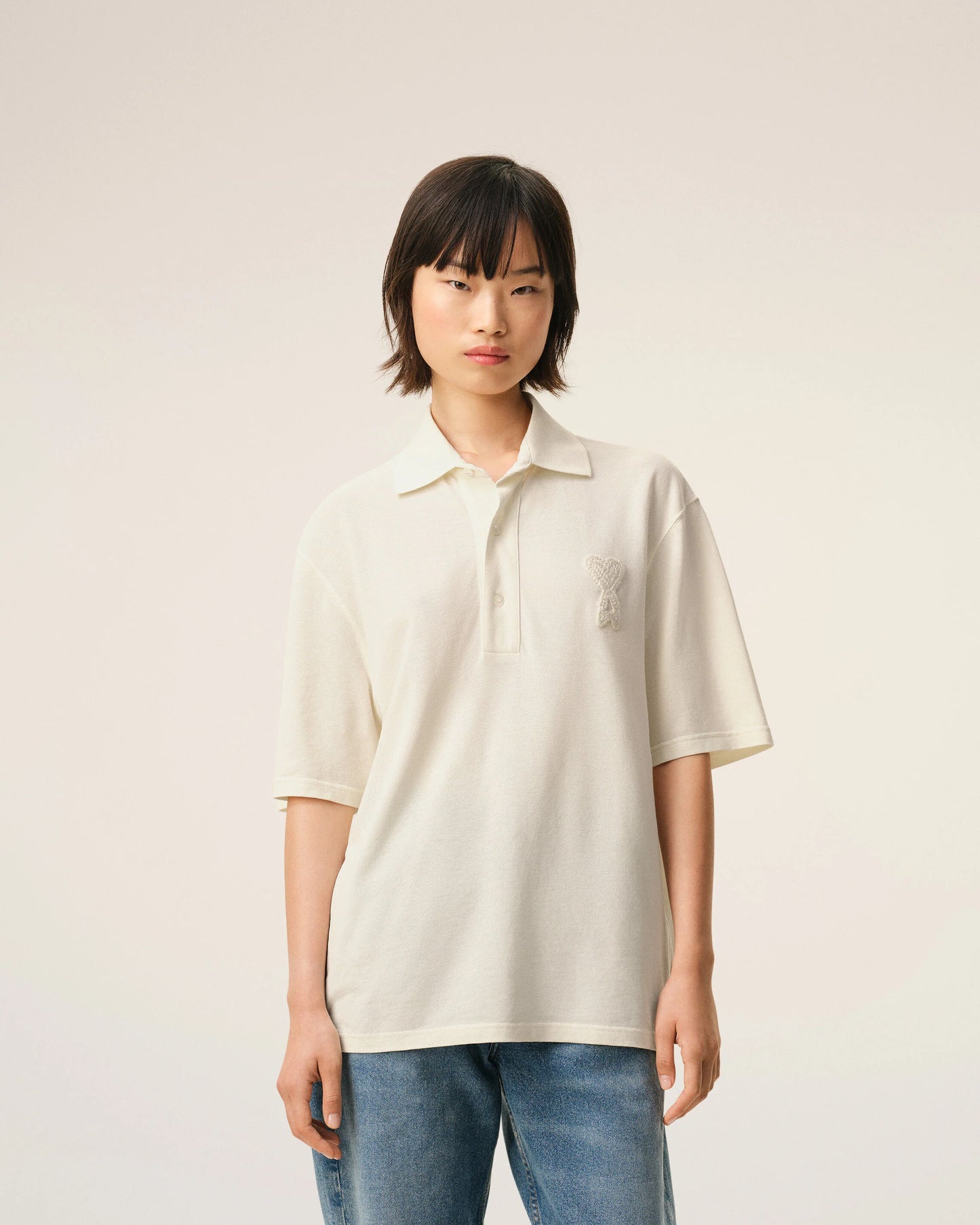Boxy Fit Polo With Ami De Coeur Knitted Patch