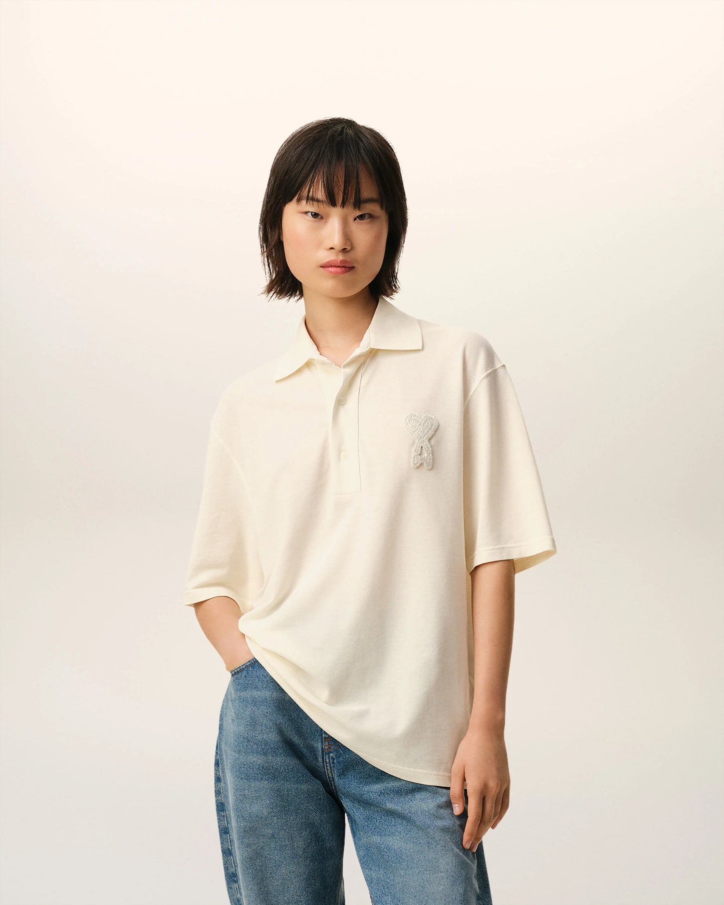 Boxy Fit Polo With Ami De Coeur Knitted Patch