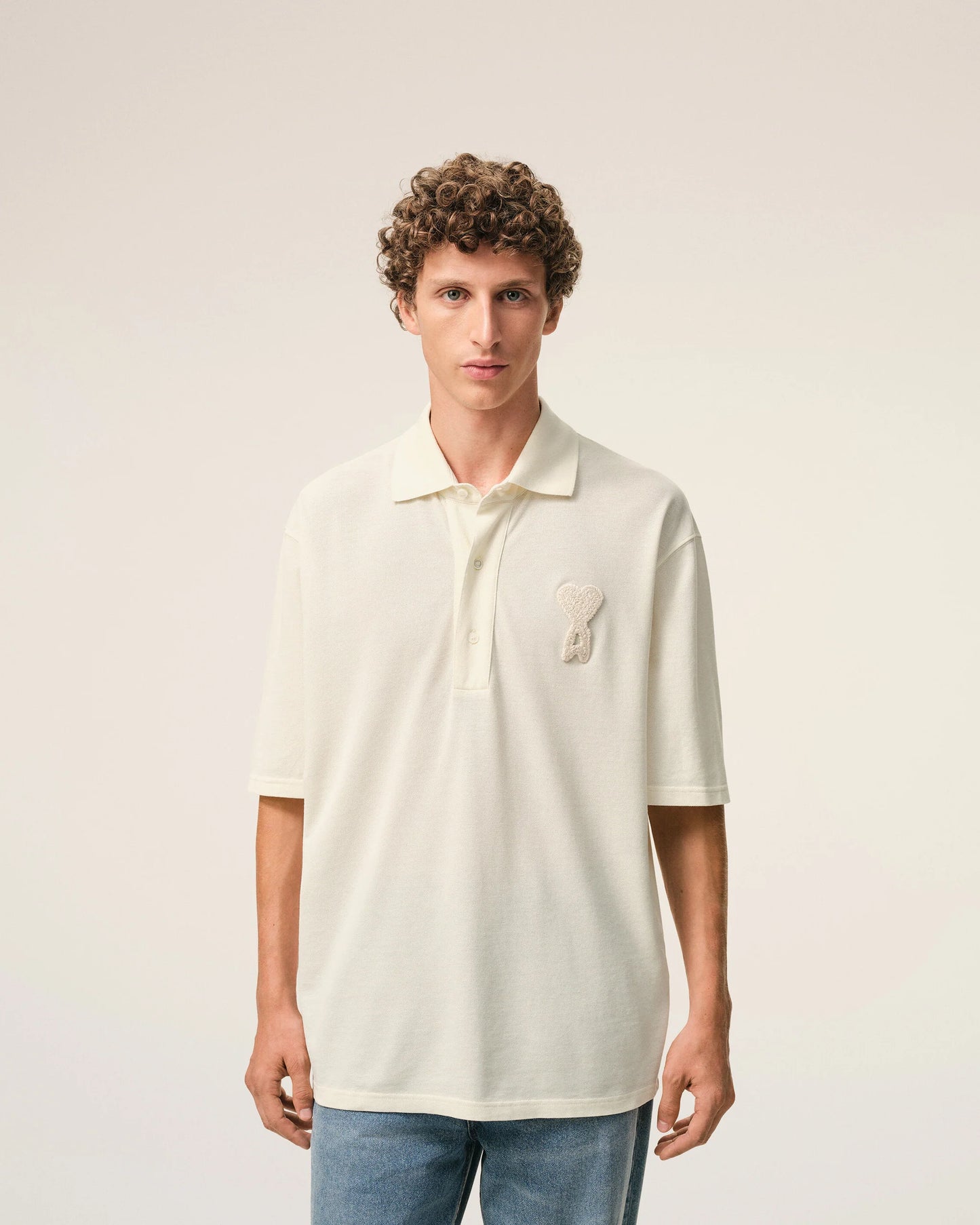 Boxy Fit Polo With Ami De Coeur Knitted Patch