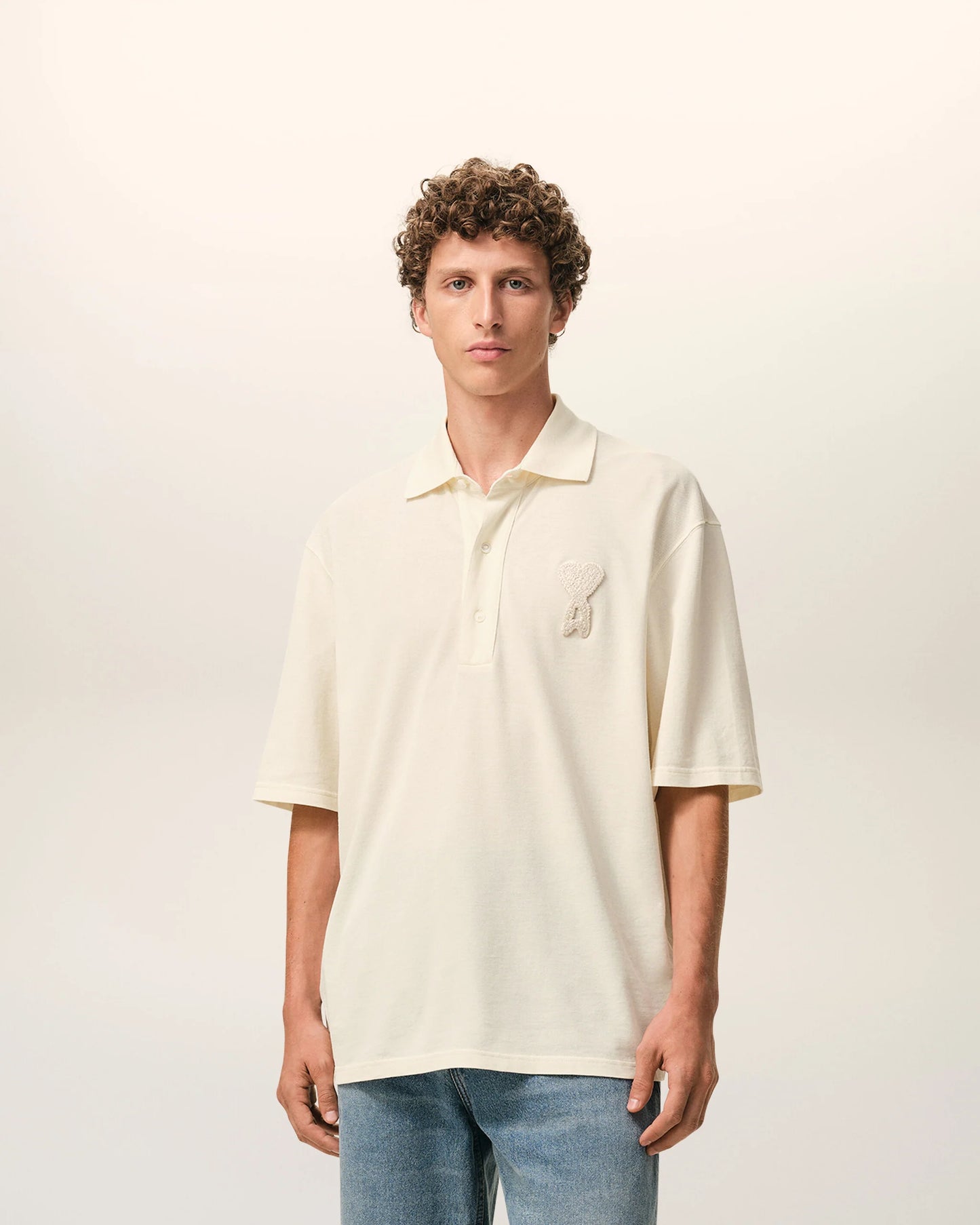 Boxy Fit Polo With Ami De Coeur Knitted Patch