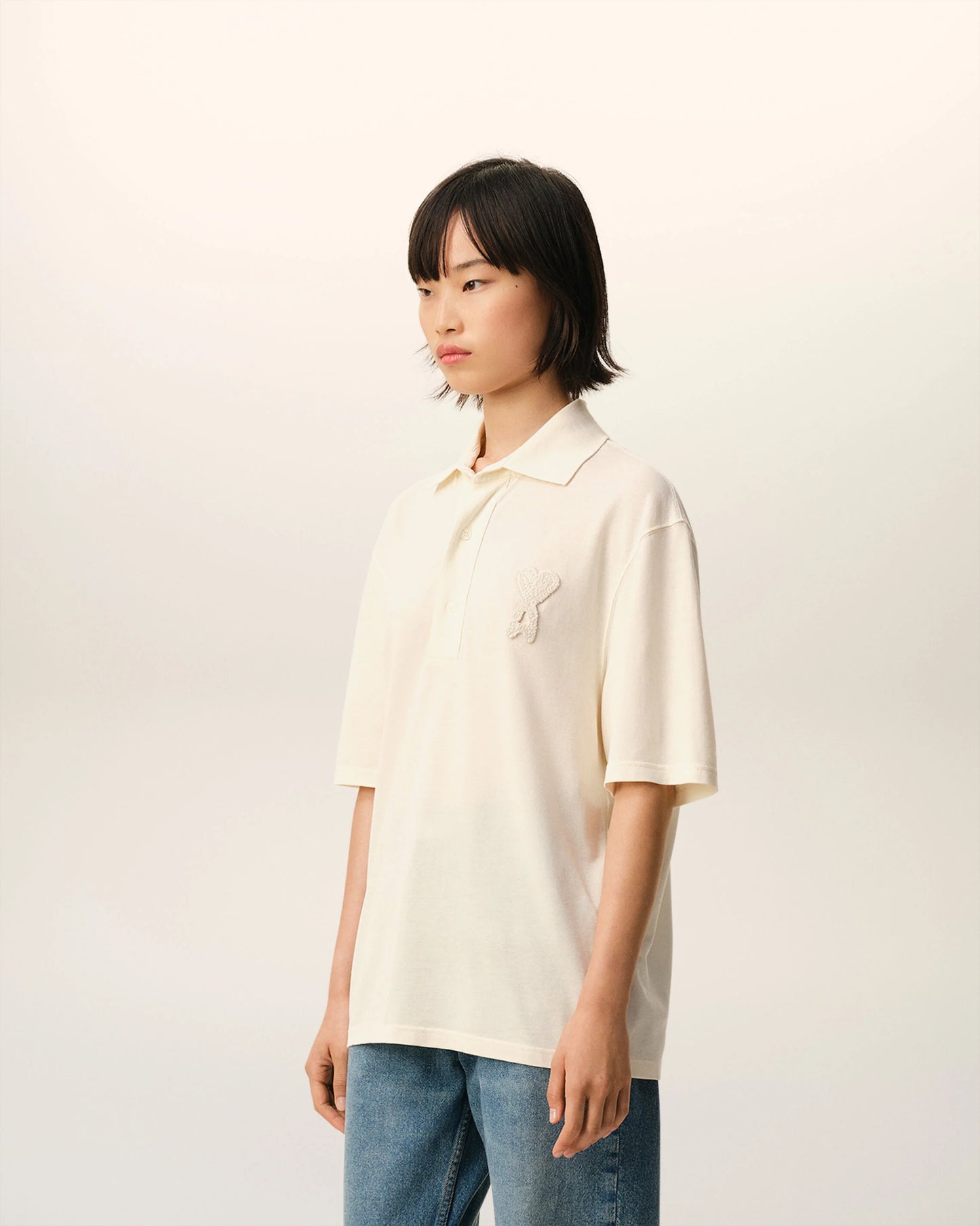 Boxy Fit Polo With Ami De Coeur Knitted Patch