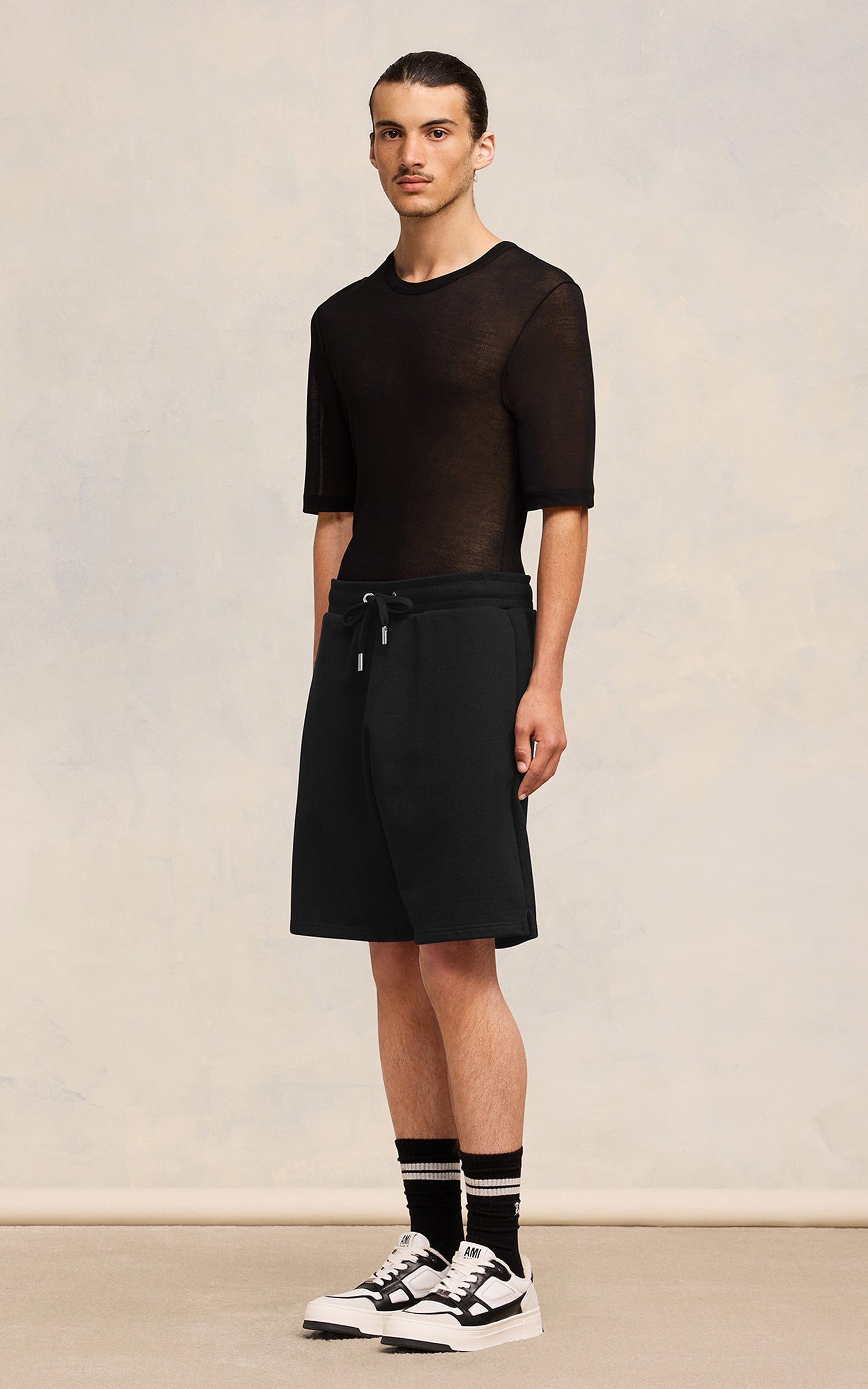 Black shorts on a white background