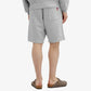 Gray shorts with a drawstring on a white background