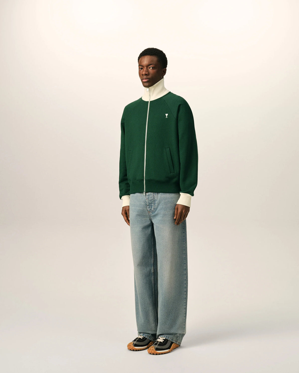 Zipped Cotton Sweatshirt With Ami de Coeur