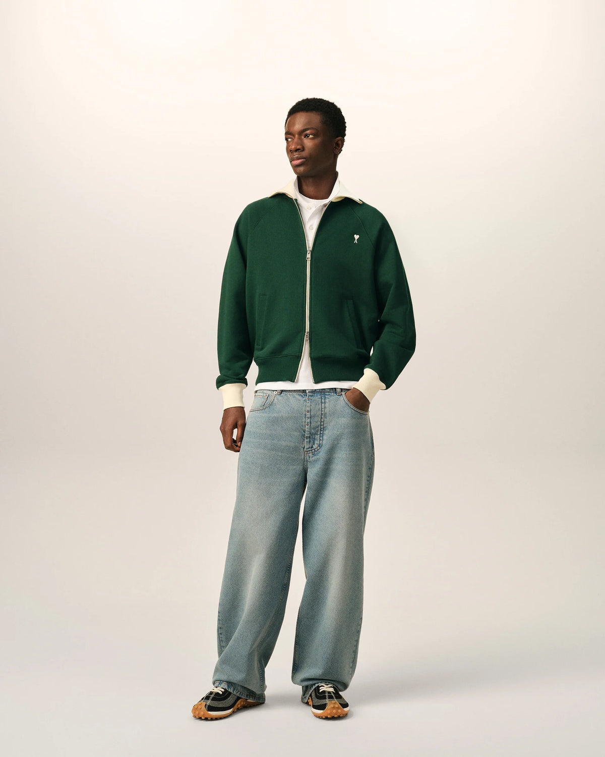 Zipped Cotton Sweatshirt With Ami de Coeur