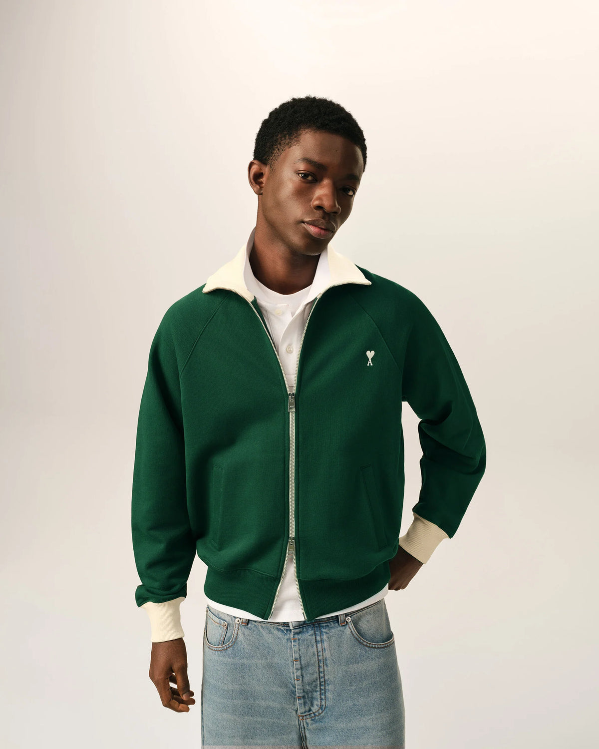 Zipped Cotton Sweatshirt With Ami de Coeur