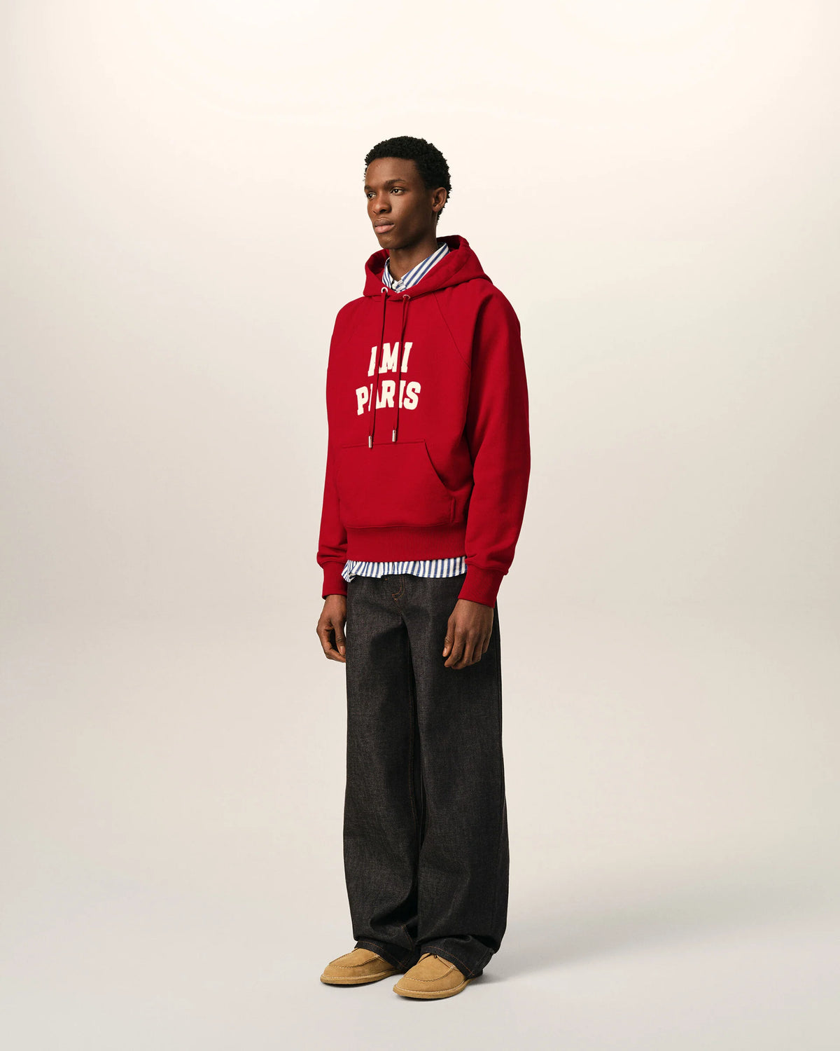 Hoodie With Ami Paris Felt Embroidery
