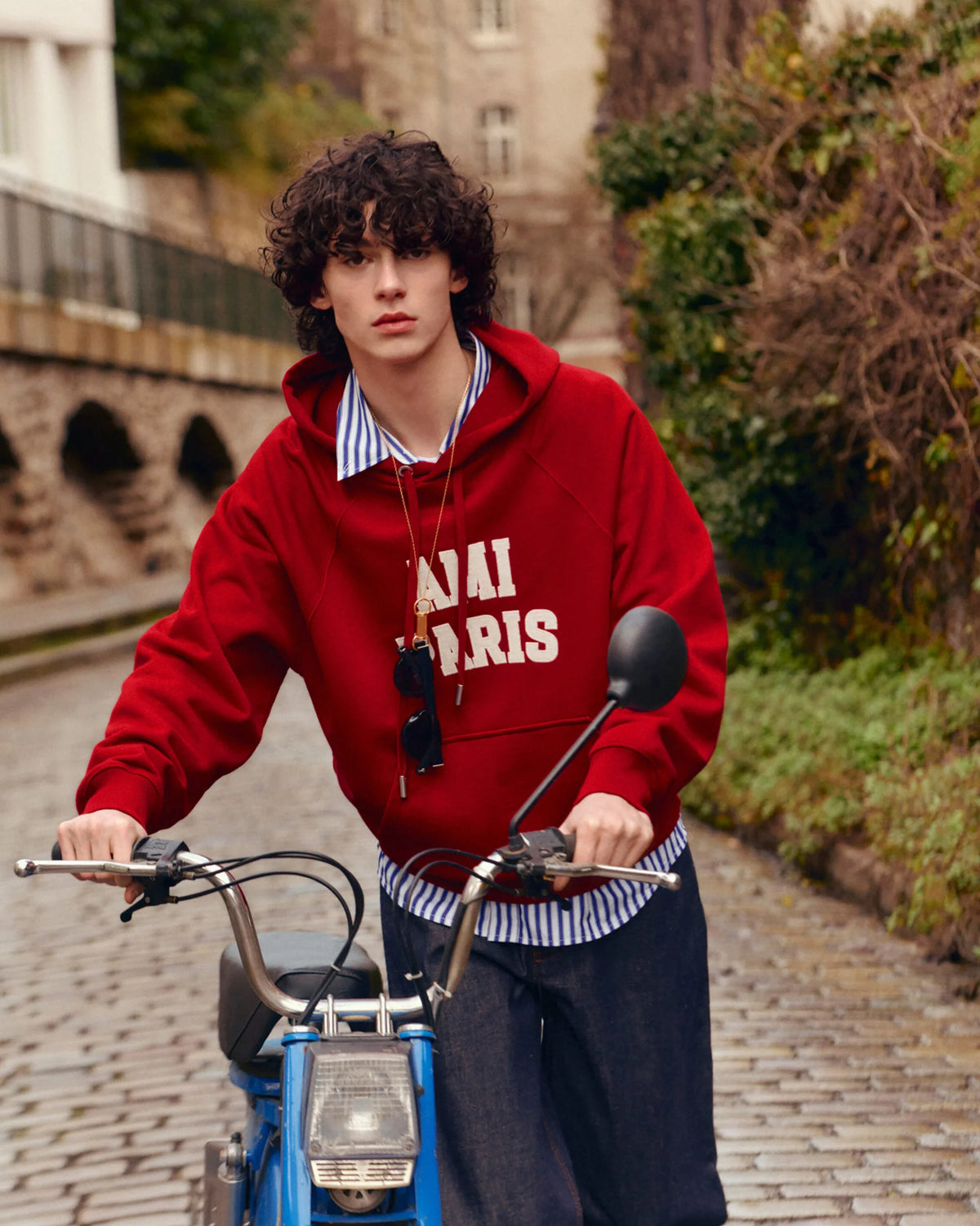 Hoodie With Ami Paris Felt Embroidery