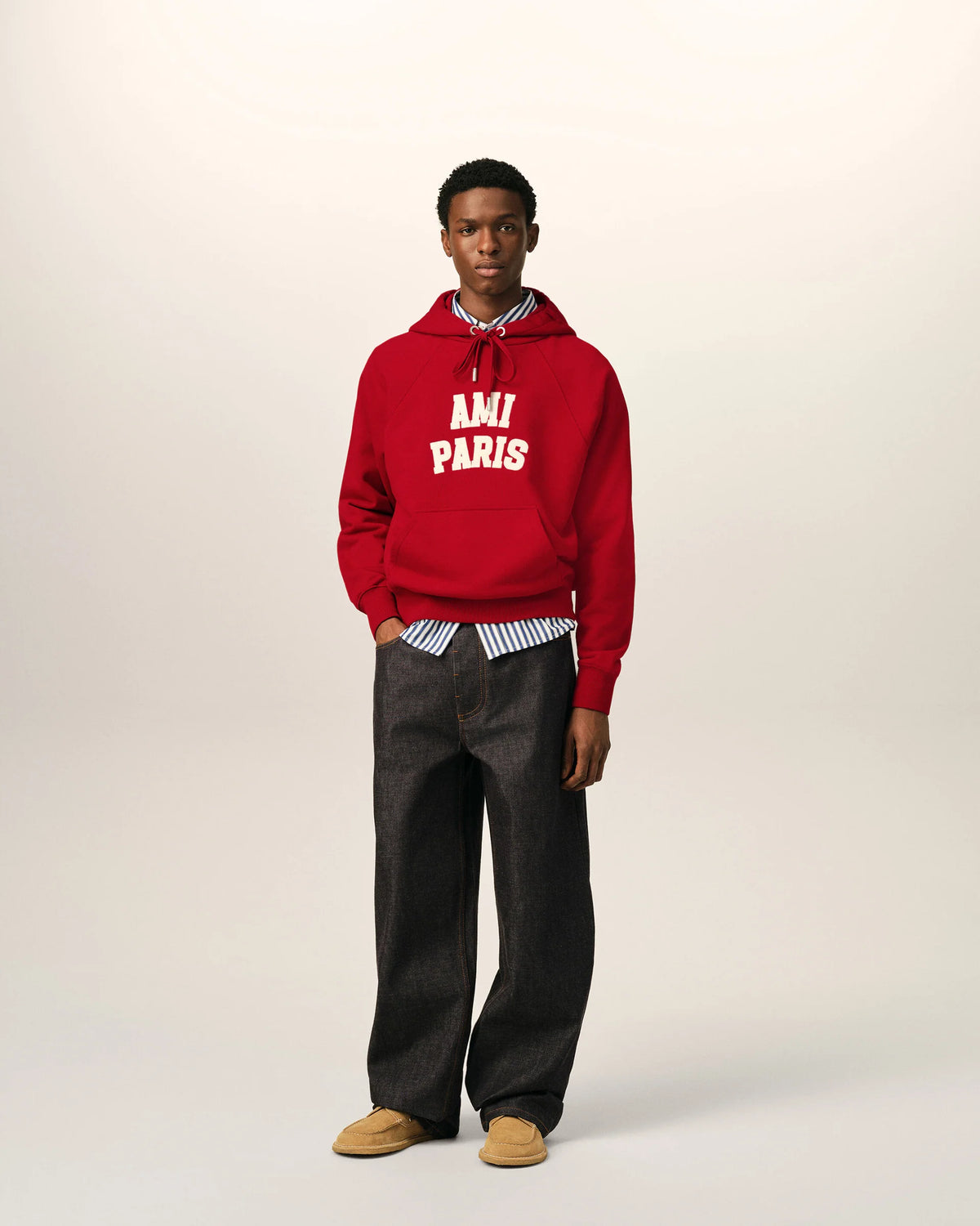 Hoodie With Ami Paris Felt Embroidery