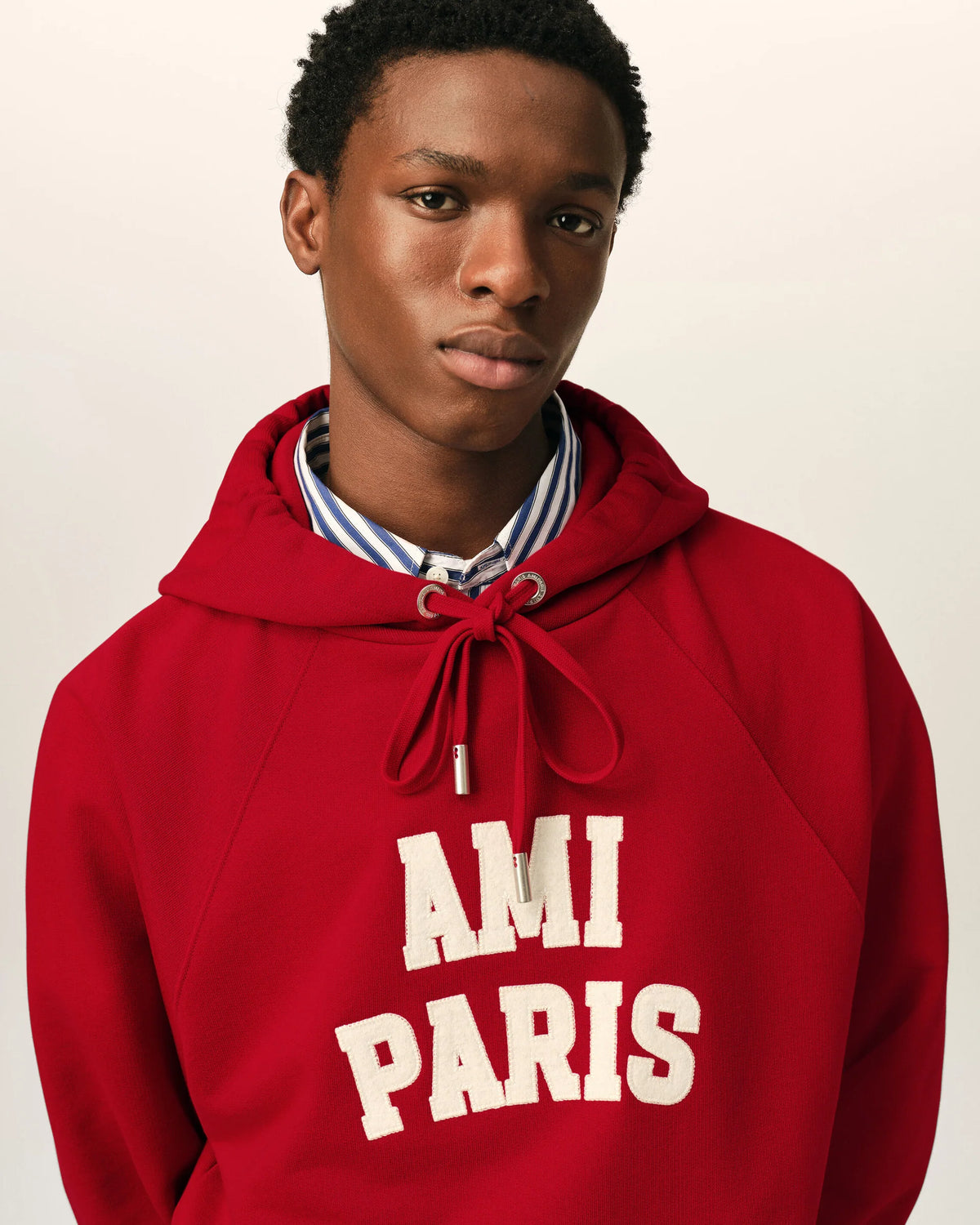 Hoodie With Ami Paris Felt Embroidery