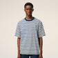 Blue Cotton Boxy Fit Mariniere Ami De Coeur T-shirt