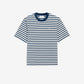 Blue Cotton Boxy Fit Mariniere Ami De Coeur T-shirt