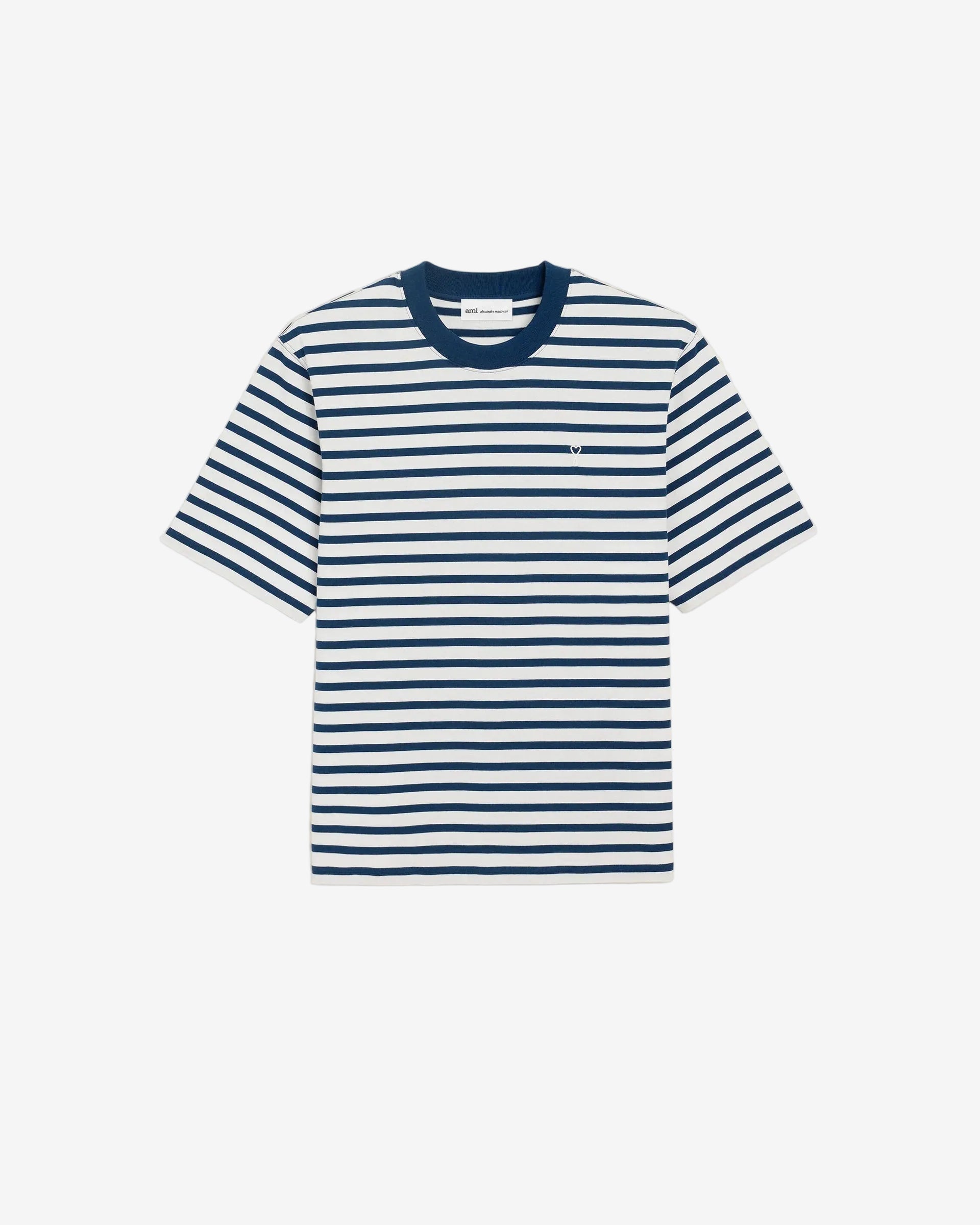 Blue Cotton Boxy Fit Mariniere Ami De Coeur T-shirt