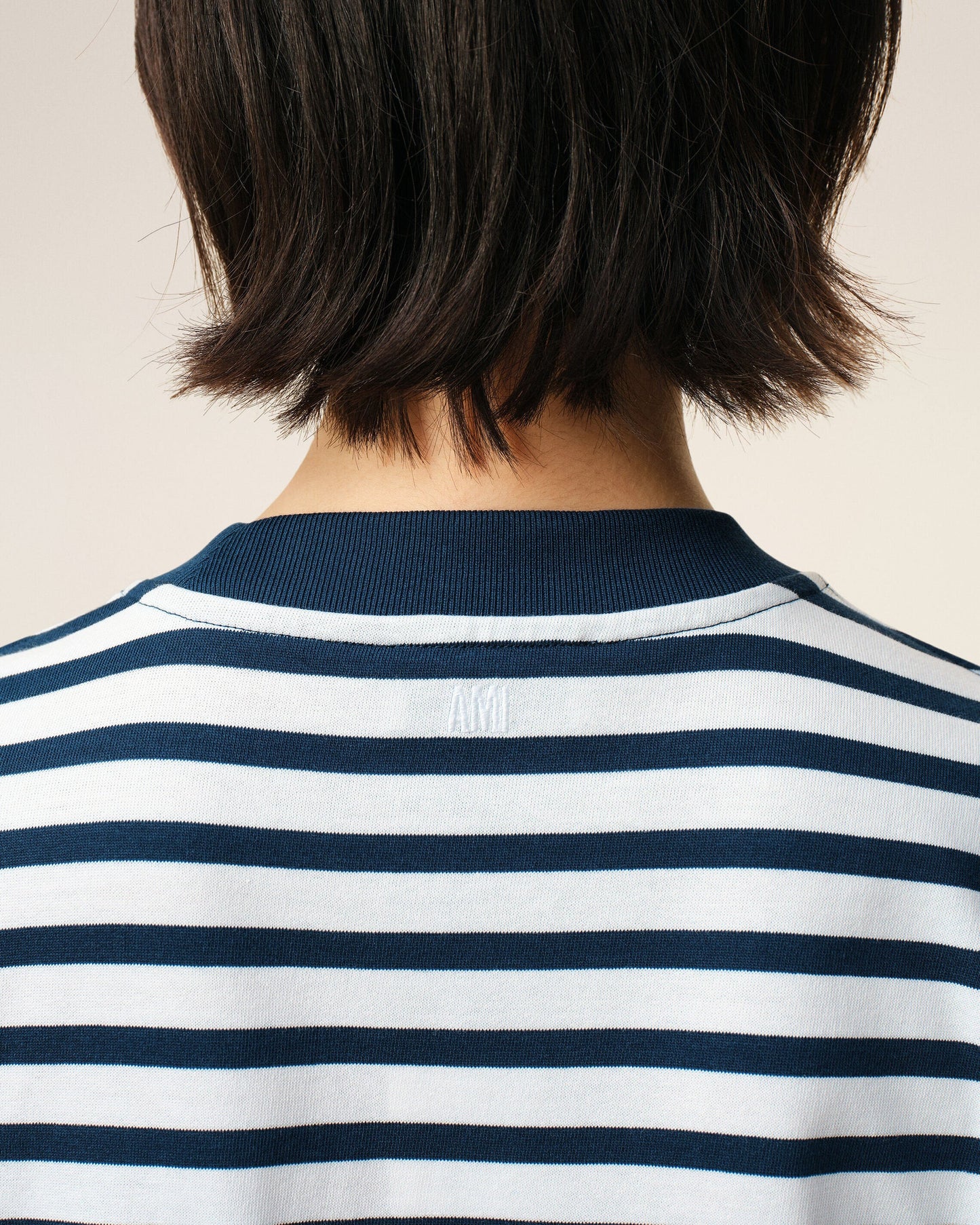 Blue Cotton Boxy Fit Mariniere Ami De Coeur T-shirt