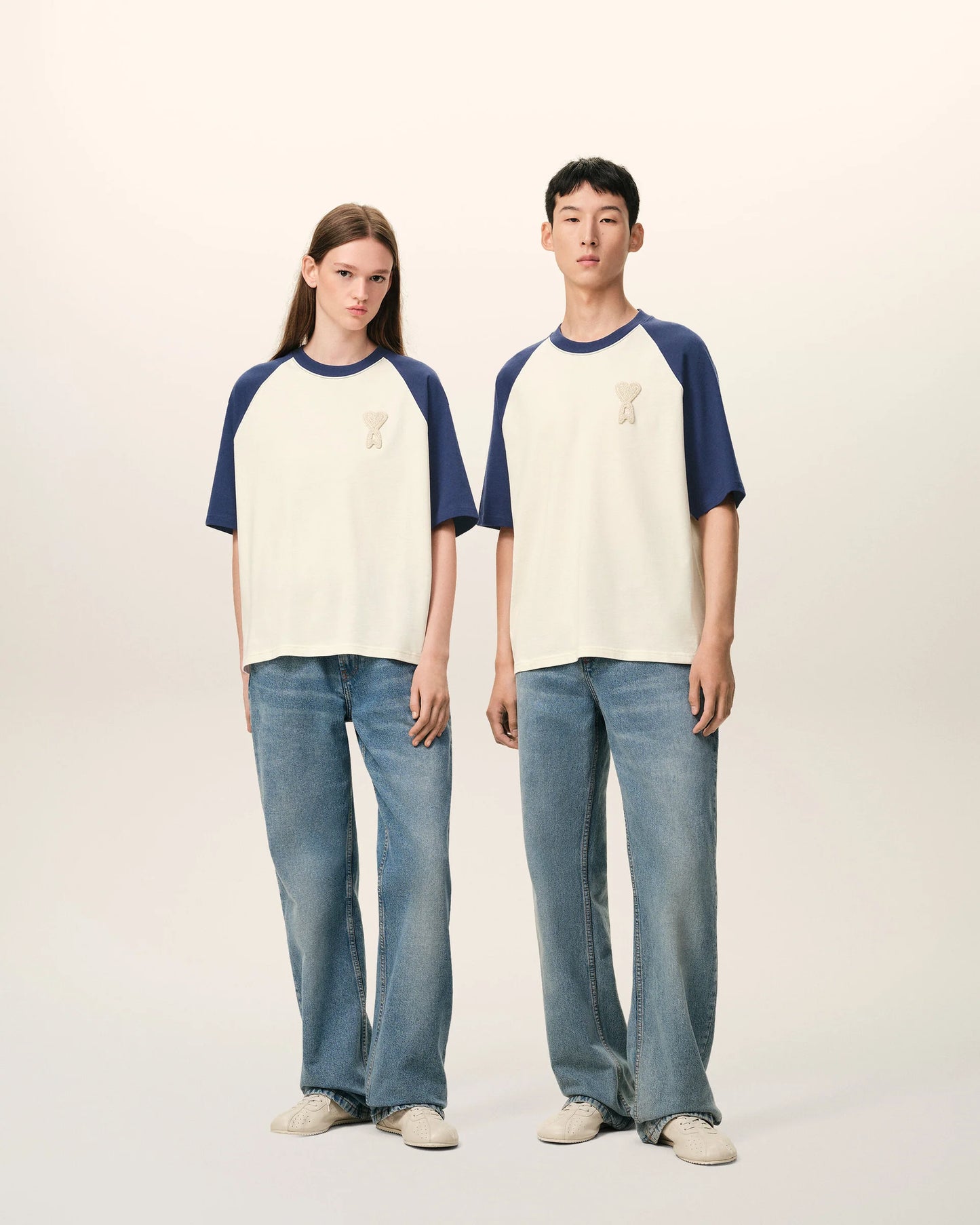 Short Sleeves Boxy Fit T-shirt With Ami De Coeur Knitted Patch
