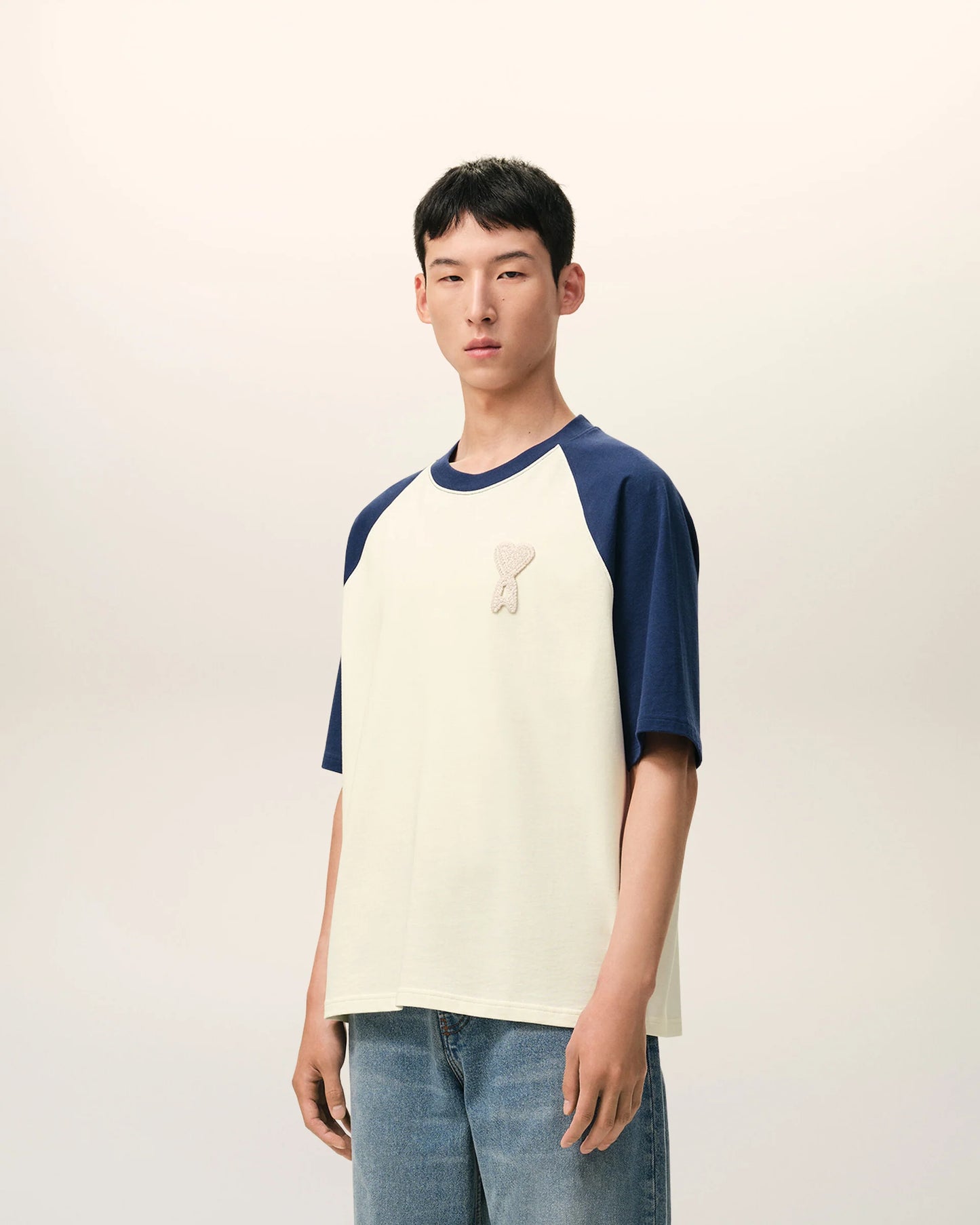 Short Sleeves Boxy Fit T-shirt With Ami De Coeur Knitted Patch