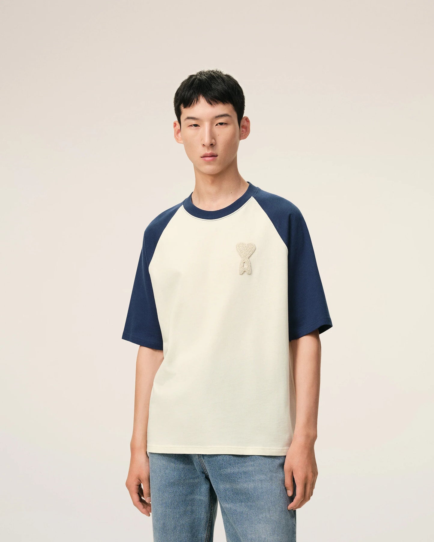Short Sleeves Boxy Fit T-shirt With Ami De Coeur Knitted Patch
