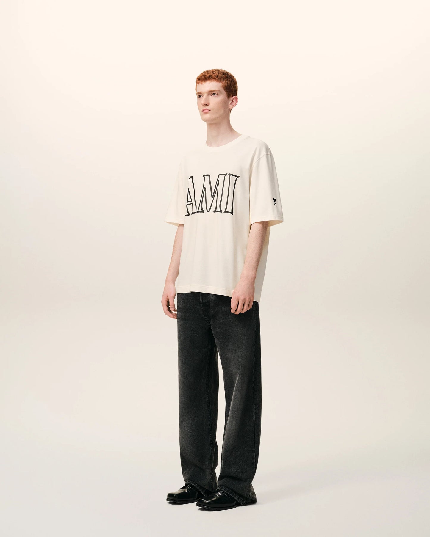 Boxy Fit Short Sleeves T-shirt With Ami Paris Print At Front And Back