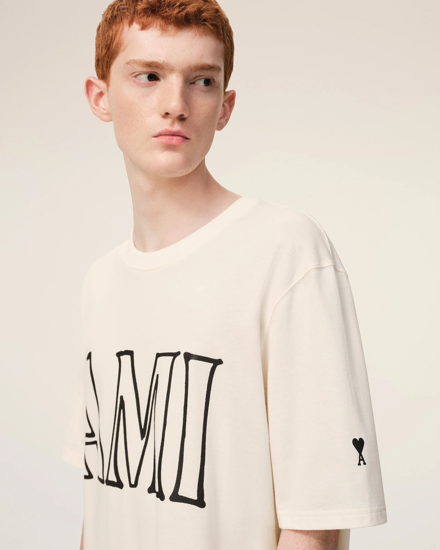 Boxy Fit Short Sleeves T-shirt With Ami Paris Print At Front And Back