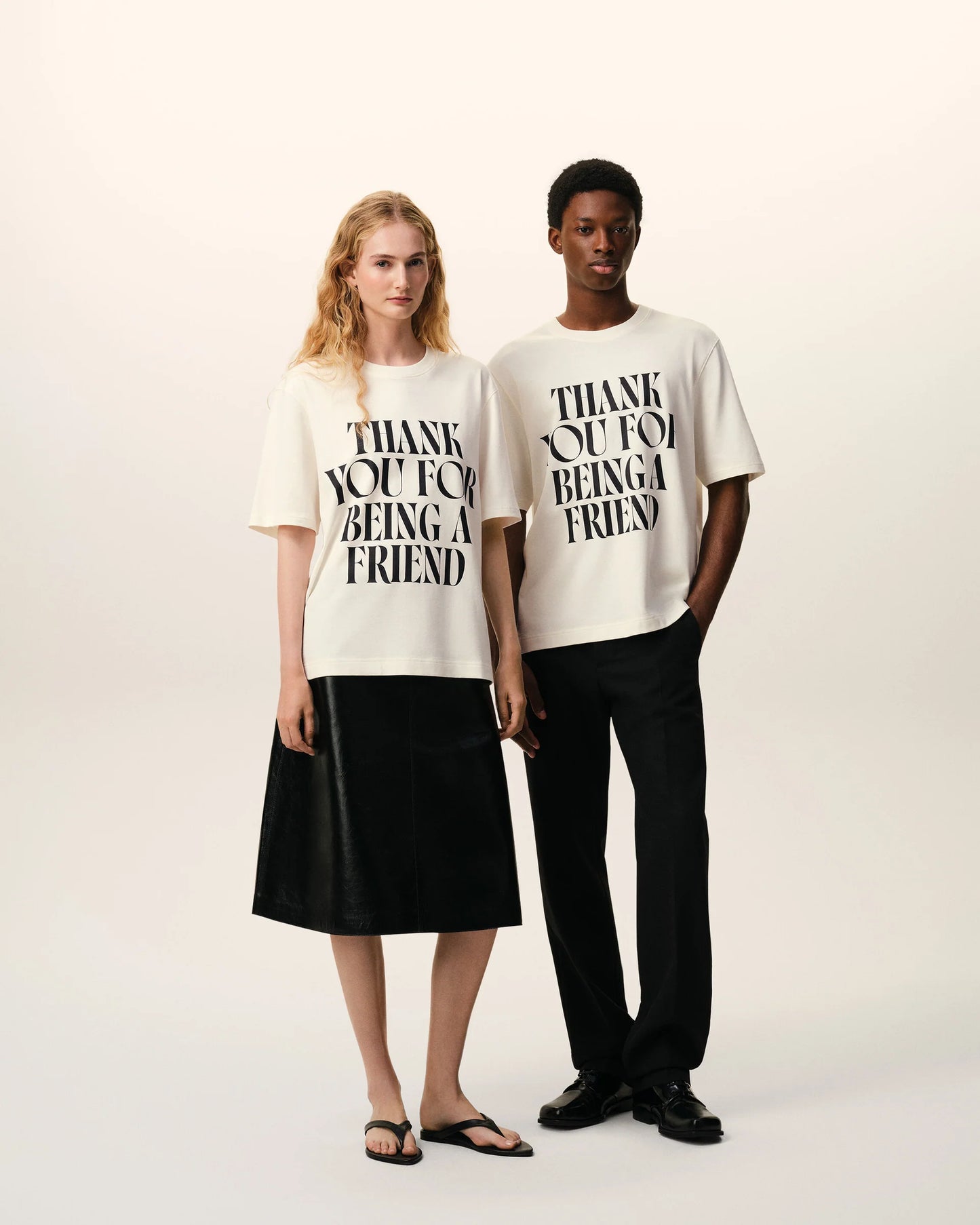Boxy Fit Short Sleeves T-shirt "Thank You For Being A Friend"