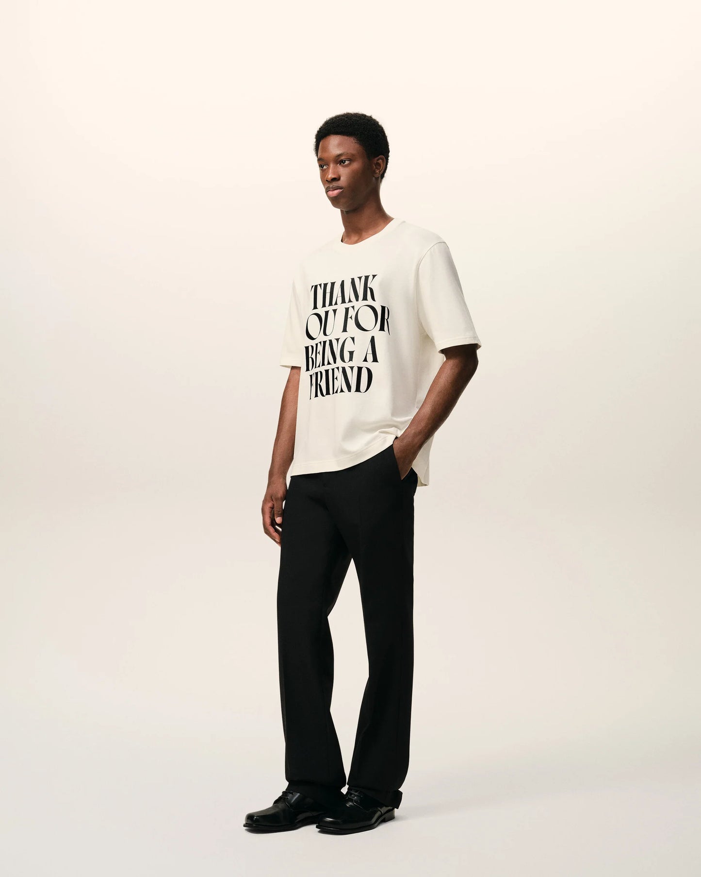 Boxy Fit Short Sleeves T-shirt "Thank You For Being A Friend"