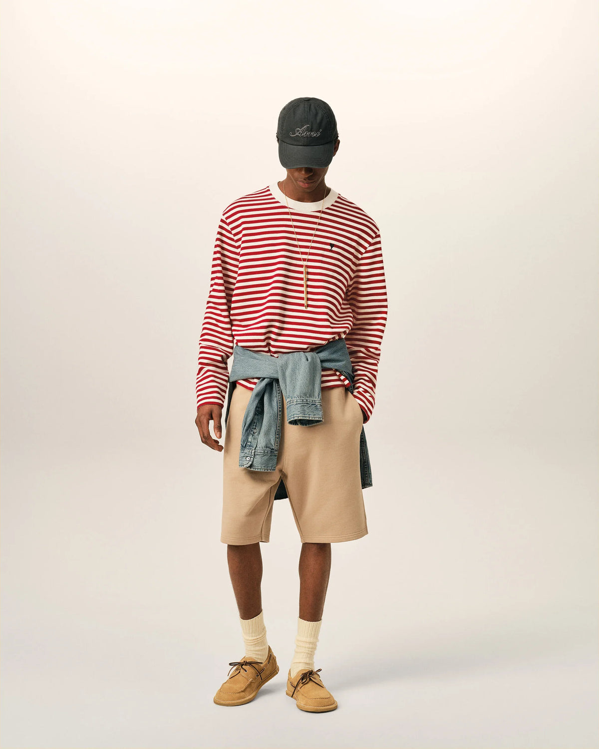 Long Sleeves Striped T shirt With Black Ami De Coeur Emboidery