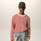 Long Sleeves Striped T shirt With Black Ami De Coeur Emboidery