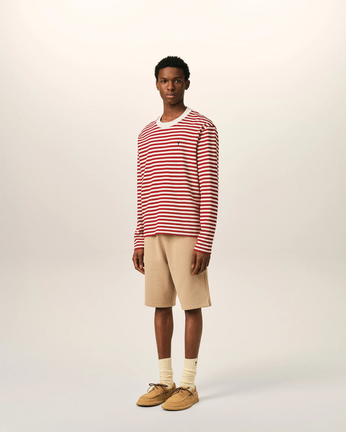 Long Sleeves Striped T shirt With Black Ami De Coeur Emboidery