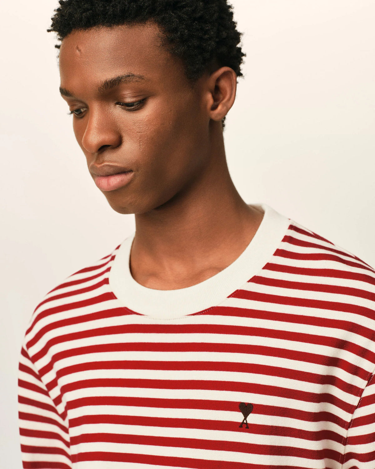 Long Sleeves Striped T shirt With Black Ami De Coeur Emboidery