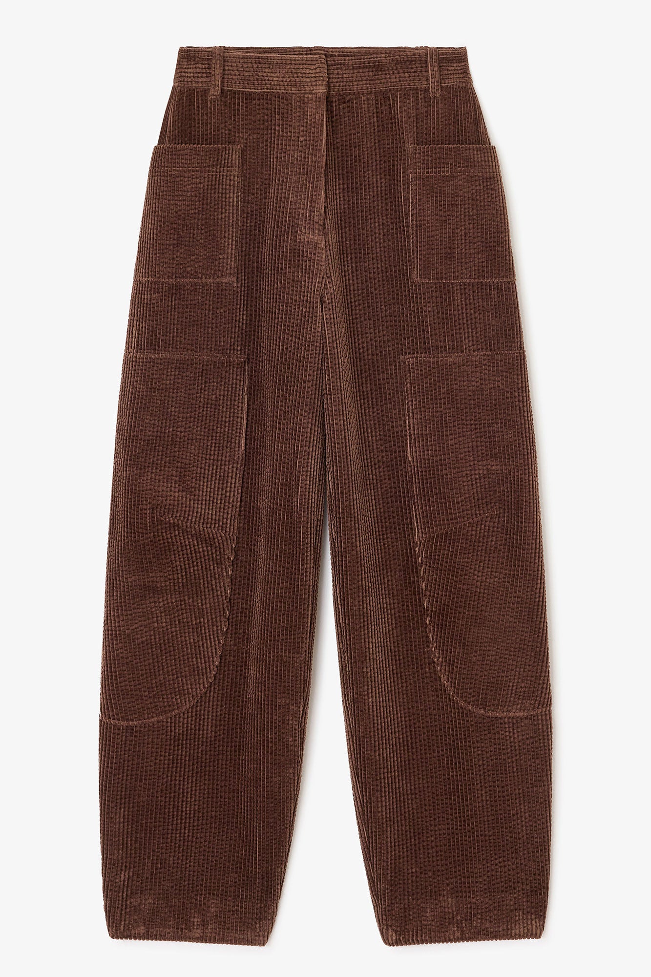Brown Corduroy Curved Trousers