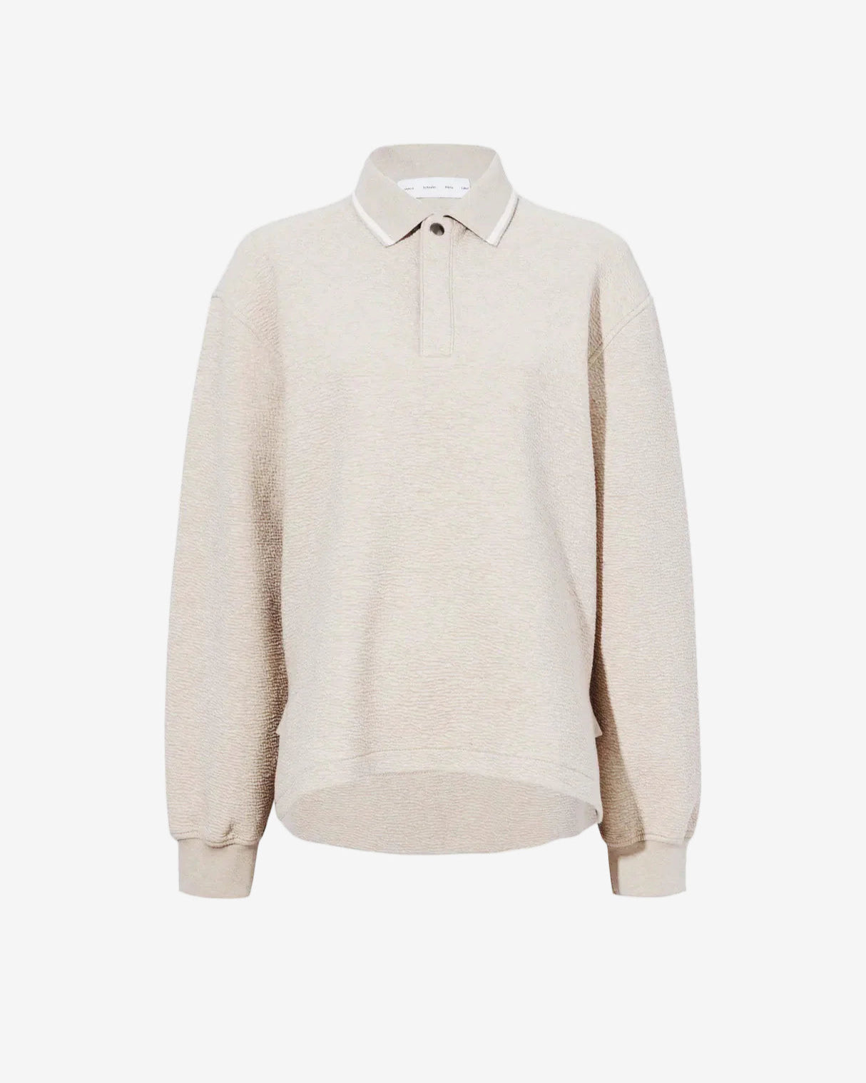 Beige sweater with a collar on a white background