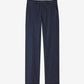 Navy pinstripe pants on a white background