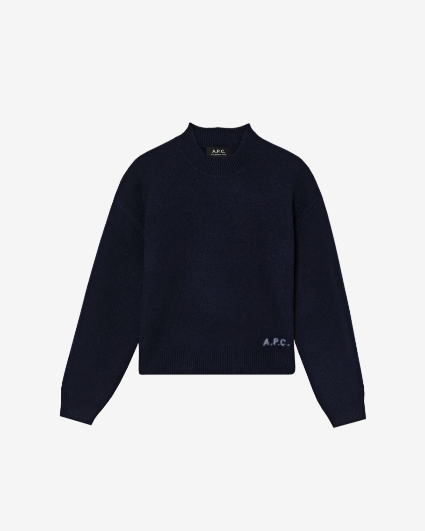 Black sweater with brand logo on a white background