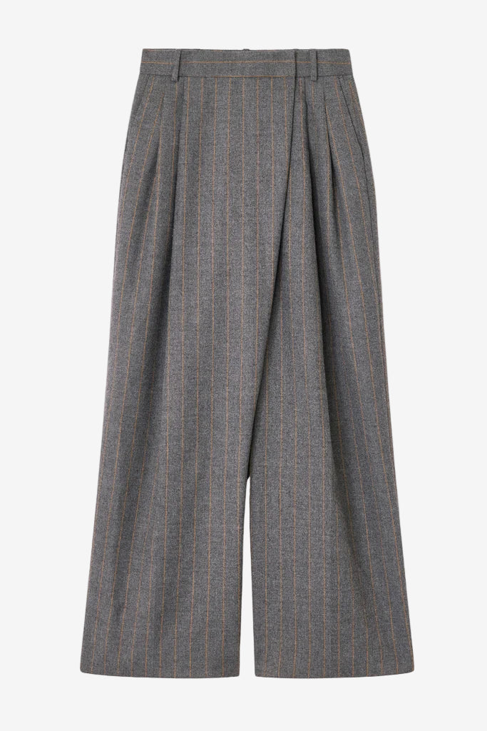 Grey Stripe Cross-over Trousers