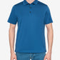 Person wearing a blue polo shirt and jeans on a plain background