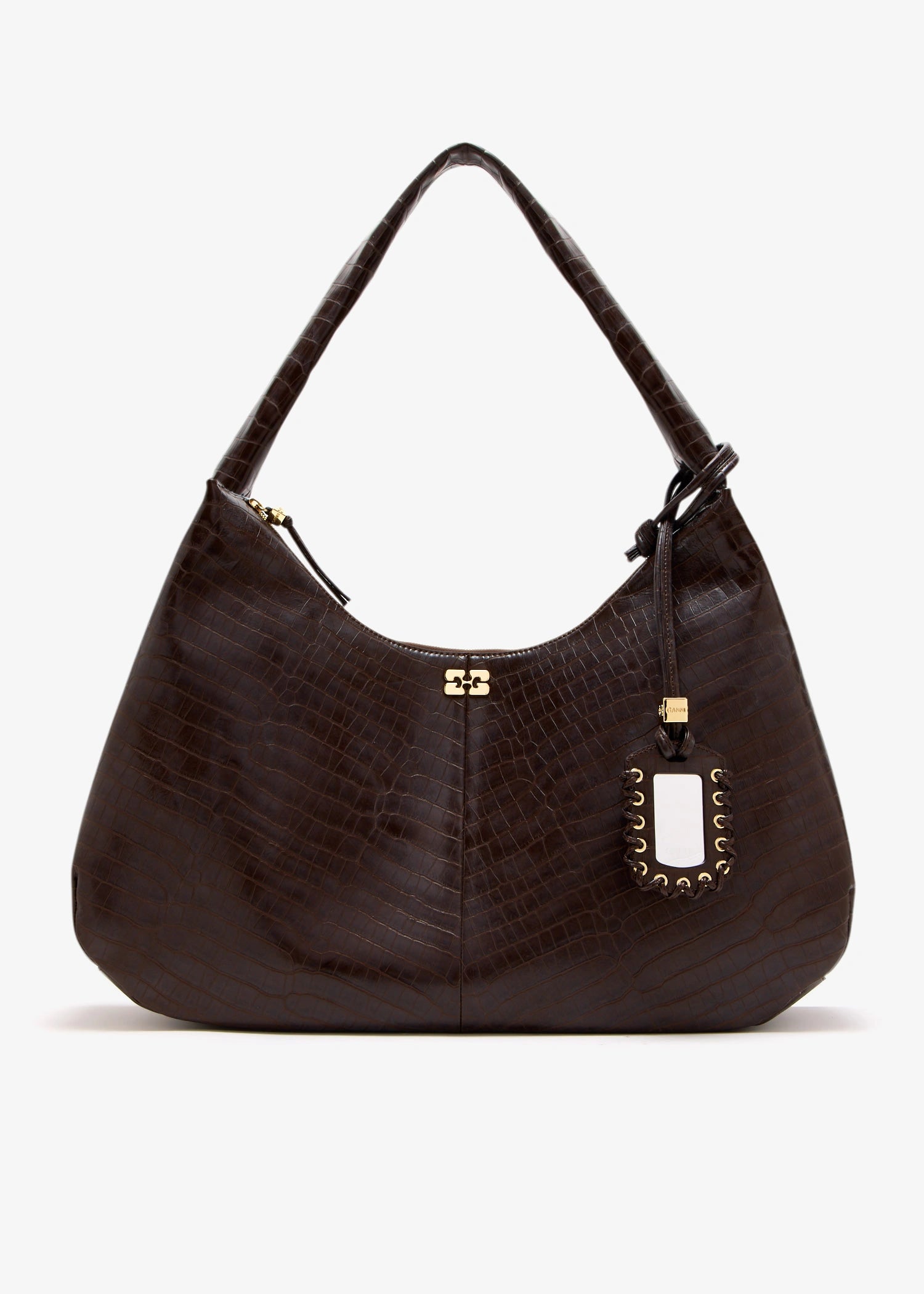 Brown Croco XXL Hobo Bag