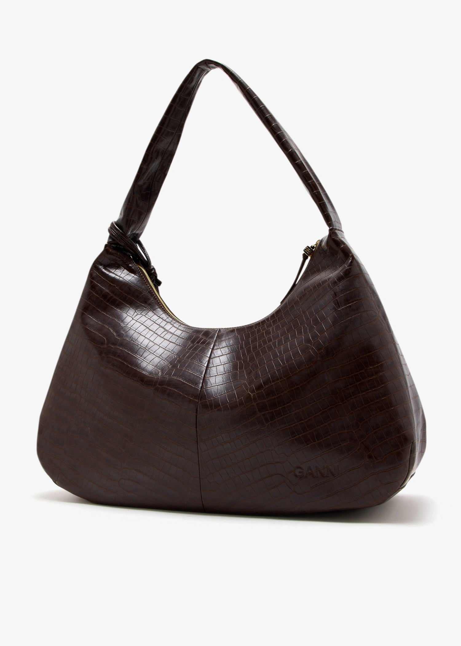 Brown Croco XXL Hobo Bag