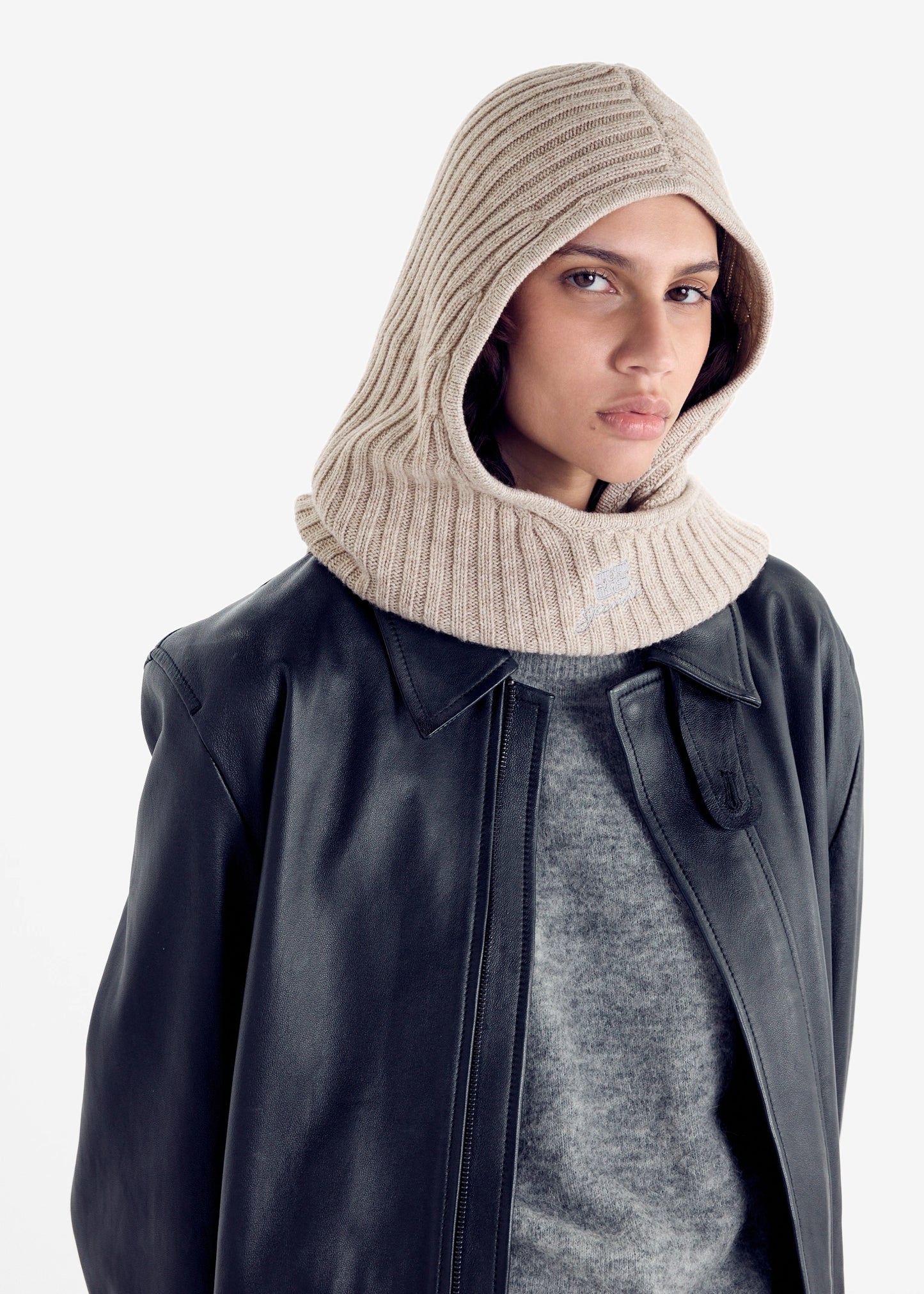 Beige Wool Mix Balaclava