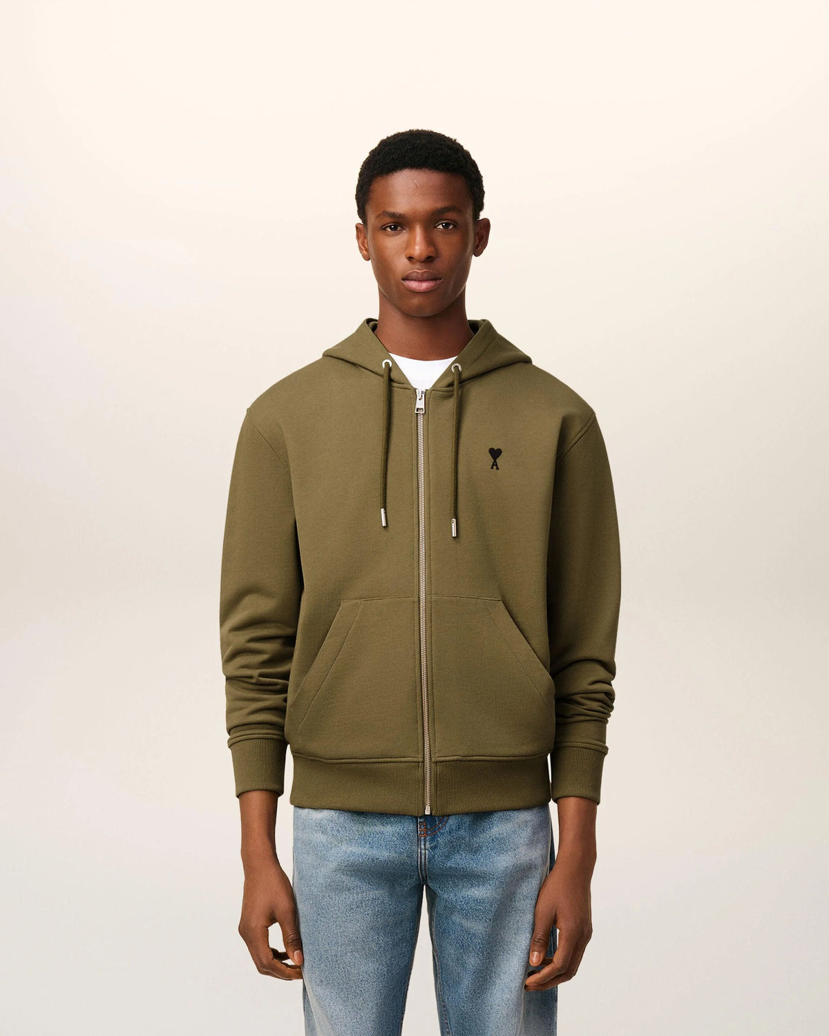 Cotton Contrasted Ami De Coeur Hoodie