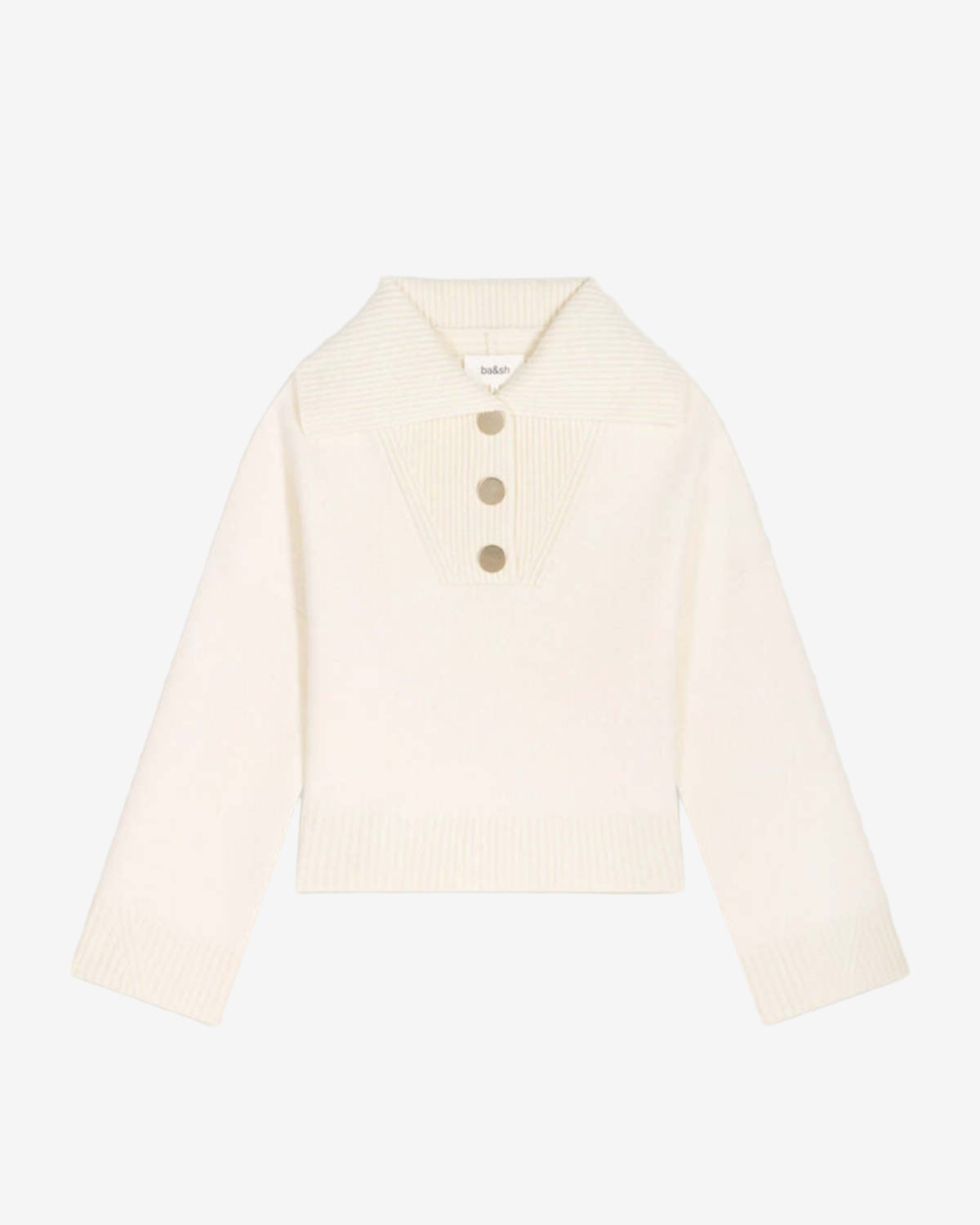 Cream-colored blazer with buttons on a white background