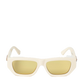 White sunglasses with gold lenses on a white background
