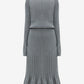 Gray ribbed knit dress on a white background