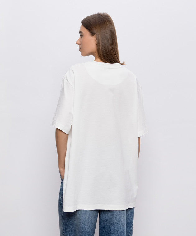 Oversized cotton jersey T-shirt with cutout hem