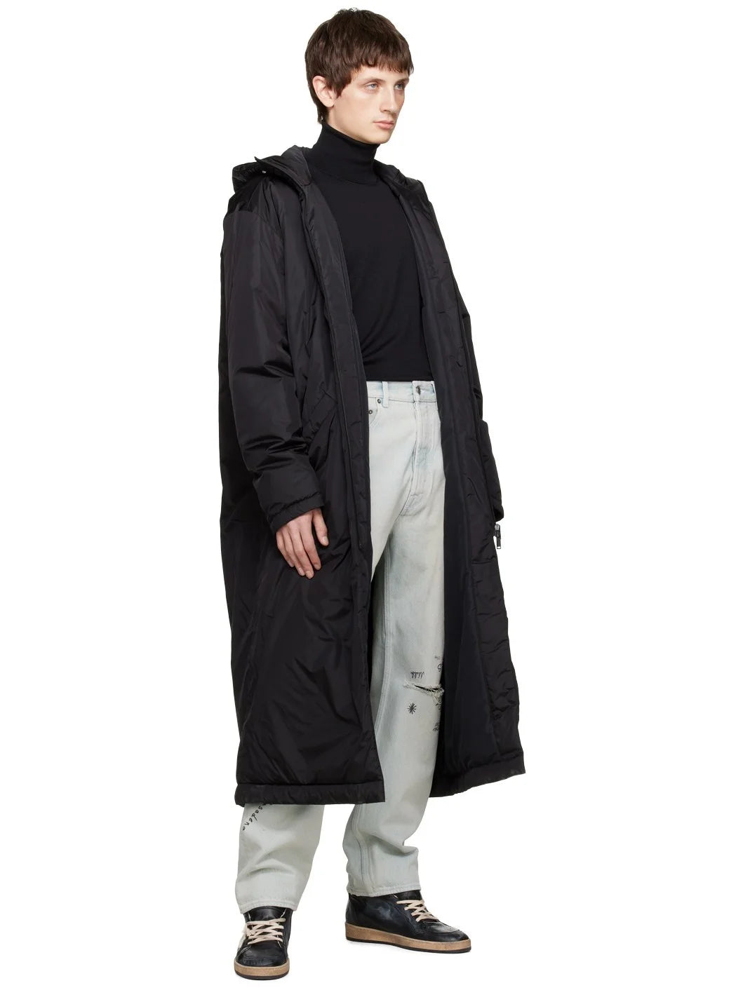 Black Distressed Turtleneck
