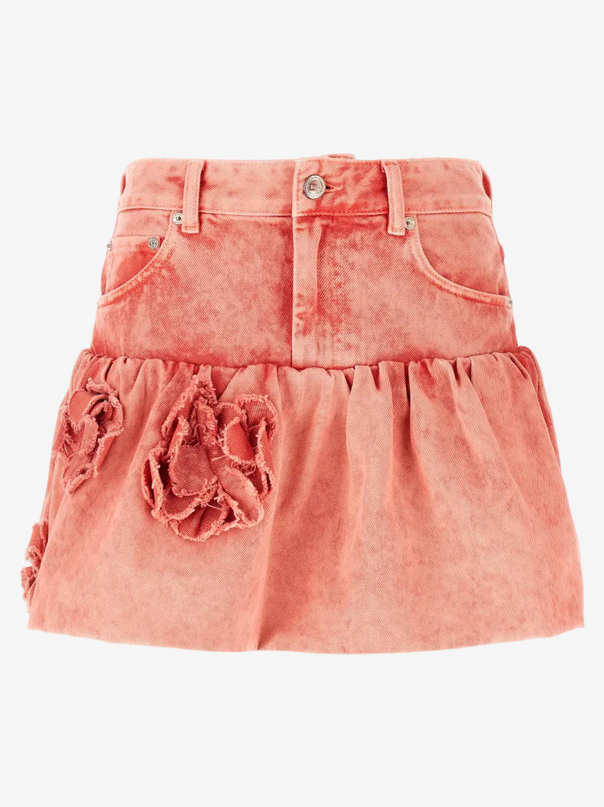 Overdyed Denim Bubble Mini Skirt